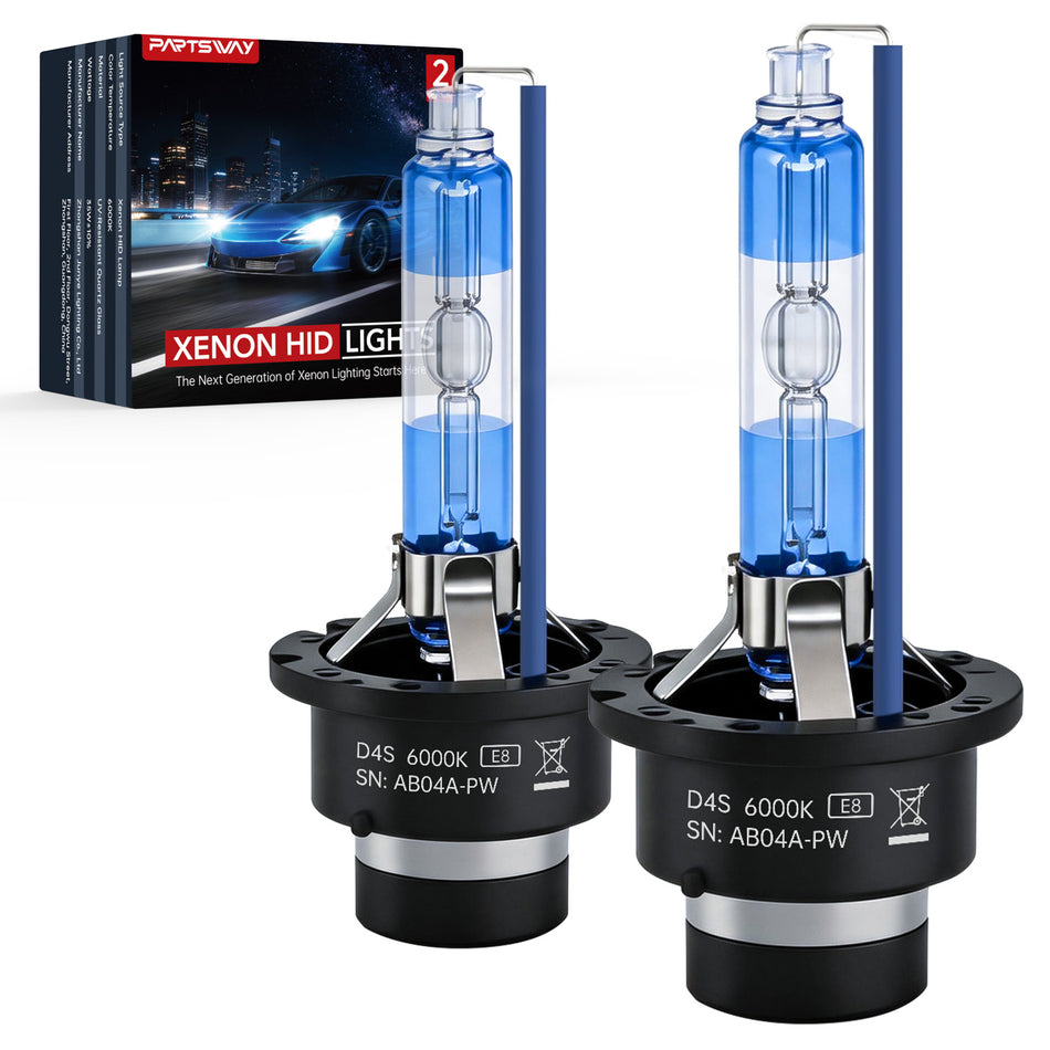 D4S HID Headlight Bulbs, 6000K Daylight White, 35W Xenon OEM Replacement 42406 66450, Anti-aging Blue Coating, Road Legal Ready, Pack of 2