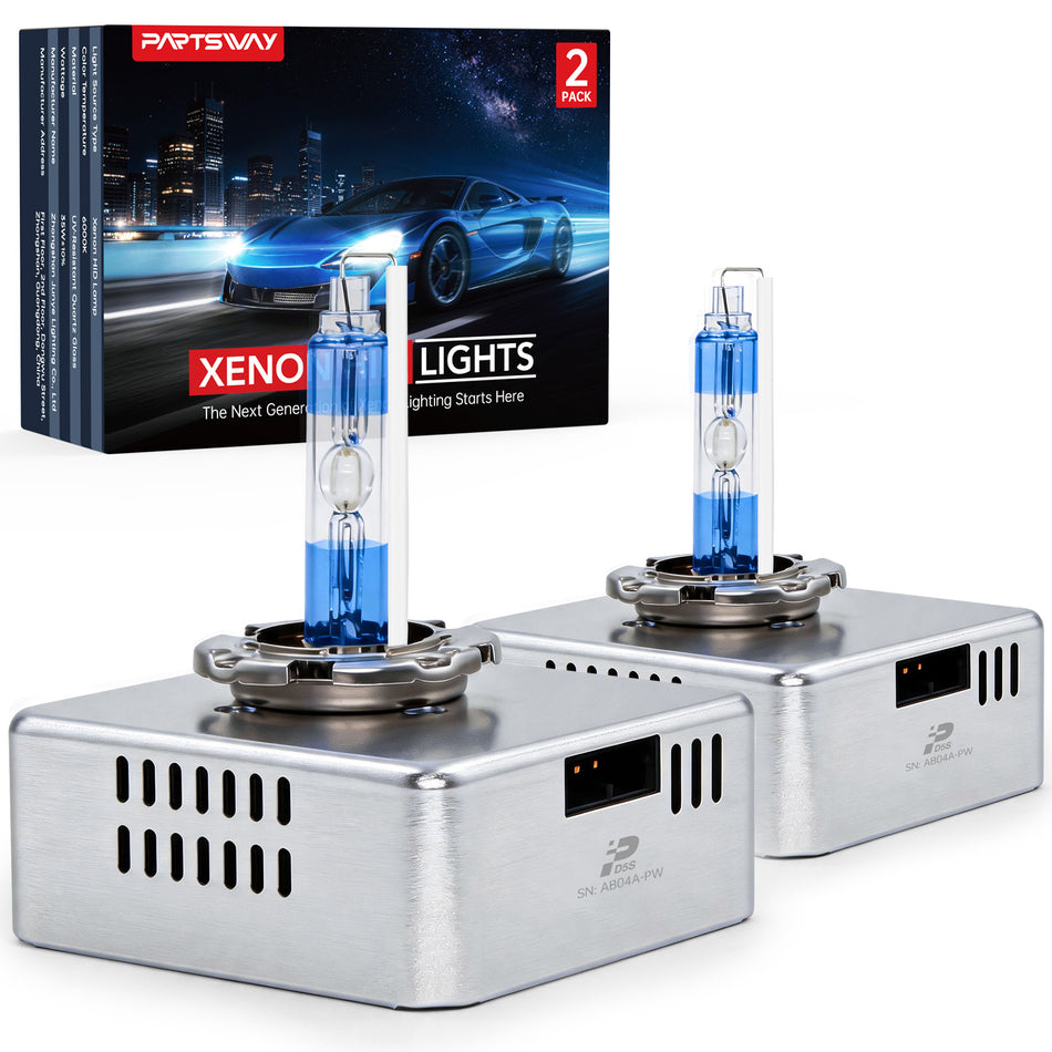 D5S HID Headlight Bulbs, 6000K Daylight White, 35W Xenon OEM Replacement 12410C1 66540, Anti-aging Blue Coating, Road Legal Ready, Pack of 2